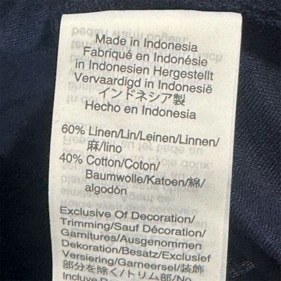 J.Crew Linen Cotton Peasant Top L Boho Navy Blue Embroidered Ruffle Hem Tassel - Picture 7 of 7